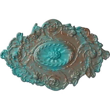 Ekena Millwork Strasbourg Ceiling Medallion, Hand-Painted Copper Green Patina, 30 1/2"W x 20"H x 1 1/2"P CM30SGCGS